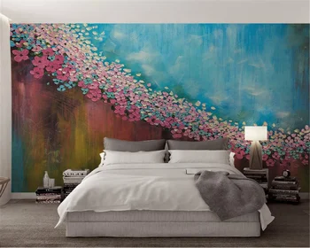 beibehang Пользовательские обои 3d креативная картина маслом цветочная текстура ретро диван фон стены гостиная спальня 3d обои  4
