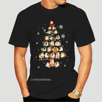 Мужская забавная футболка Модная футболка Морская свинка Рождественская елка Версия со снежинками Женская футболка 1079A  5