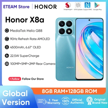 HONOR X8a Глобальная версия 4G 8 ГБ ОЗУ 128 ГБ Пзу 100 Мп Тройная камера 6,7 