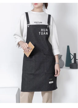 Японский Корейский джинсовый фартук хлопчатобумажная модная домашняя рабочая одежда мода для мужчин и женщин кофейня чай с молоком парикмахерская домашняя кухня  10