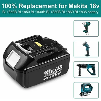 для Makita 18V 6.0Ah 9.0Ah Перезаряжаемая литиевая батарея, электроинструмент BL1860 BL1850B BL1850 BL1840 BL1830 Сменная батарея  5
