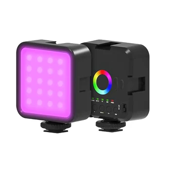 Мини-лампа для фотосъемки RGB с аккумулятором 1200 мАч, USB-портом для зарядки, 3 холодных башмака, 70 светодиодных бусин, цветовая температура 3000-9000 К  5