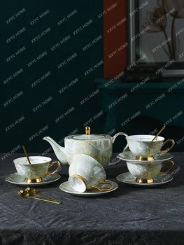 Кофейная чашка из костяного фарфора Высокого класса, изысканный Европейский Легкий Роскошный Домашний Британский послеобеденный Чайный сервиз класса люкс  5