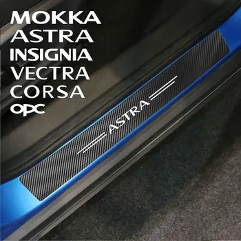 Для Opel OPC Astra Corsa Insignia Mokka Vectra 4 шт. Наклейки из углеродистой кожи на боковую дверь автомобиля, аксессуары для защиты автомобильных порогов  5