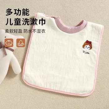 Новый простой детский нагрудник с рисунком, полотенце от слюней, теплый впитывающий нагрудник для новорожденных, хлопковый водонепроницаемый карман для еды  5