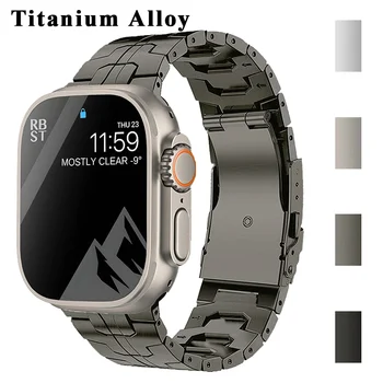 Титановый Ремешок для Apple Watch Band Ultra 49 мм 45 мм 41 мм 38 42 мм 44 мм Металлический Ремешок Соответствует Браслету Iwatch Серии 8 7 6 SE 5 4 3  5