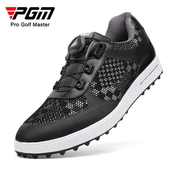 PGM Мужская обувь Для гольфа, Шнурки С ручкой, Нескользящие, Водонепроницаемая Мужская Спортивная обувь, Черные Кроссовки XZ224  5