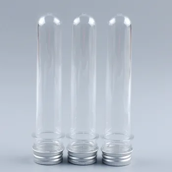 40шт ПЭТ 50 мл Прозрачная пластиковая пробирка Бутылка для конфет Контейнер для теста Тюбик соли для ванны с алюминиевыми завинчивающимися крышками  4