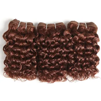Красновато-коричневый, 3 шт. / лот, дерзкие кудрявые пучки человеческих волос, бразильские пучки человеческих волос, плетение для наращивания вьющихся волос  3