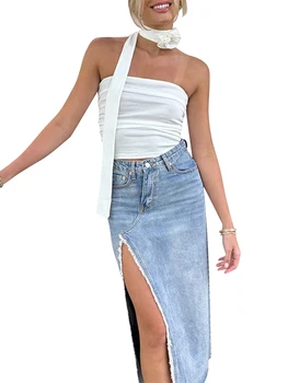 Стильные топы на одно плечо для женщин - летняя мода в стиле Y2K с 3D цветочным дизайном, идеально подходящая для клубов и прогулок.  10
