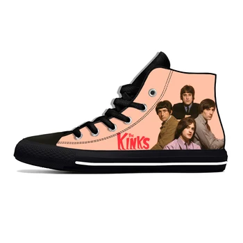 Высокие кроссовки Рок-группы Kinks, Мужская Женская Повседневная Обувь Для подростков, Парусиновые Кроссовки Для бега с 3D Принтом, Дышащая Легкая обувь  5