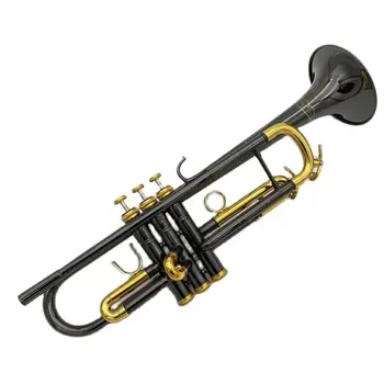 Японская высококачественная черная труба из резной латуни, черного никелевого золота, трехцветный профессиональный трубный инструмент рожок  5