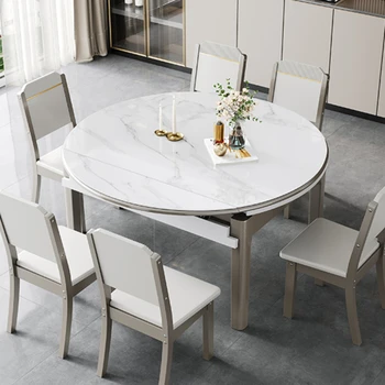 Простой обеденный стол в скандинавском стиле, Мрамор, Роскошный современный дизайн, Центральные столы из массива дерева, стойка администратора Mesas De Jantar Furniture HD50CZ  10