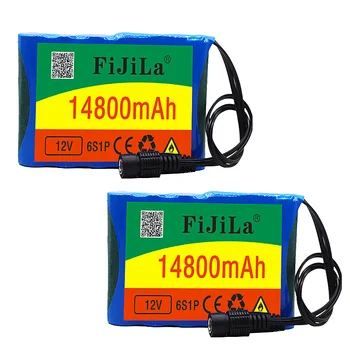 Портативный источник питания 12V 14800 мАч Перезаряжаемый литий-ионный аккумулятор для камер видеонаблюдения Diy Battery 18650.00 Зарядное устройство 12.6 В  5
