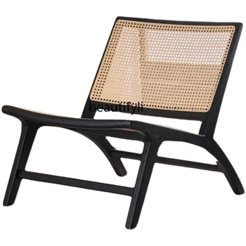 Скандинавский Ротанговый стул Кресло для отдыха с одной спинкой Домашний Ротанговый стул на Балконе Кресло для ленивого отдыха Мебель для кресел из массива дерева  5