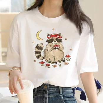 Cottagecore Грибная футболка женская манга аниме Японская футболка для девочек графическая уличная одежда  5