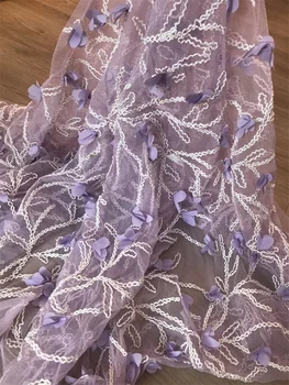 Кружевная ткань Африканская высококачественная тюлевая ткань L-1302845 для невесты для вечернего платья  10