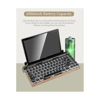 83 Клавиши Игровых Клавиатур Ретро Клавиатура Для Пишущей Машинки Беспроводная Клавиатура Bluetooth USB Механические Панк-Колпачки для Клавиш для ПК, A  3