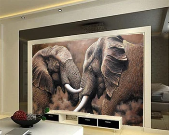 Обои на заказ Beibehang HD Африканский Слон Стерео Картина маслом Фон Настенные Животные Фон Декоративные 3D обои  5