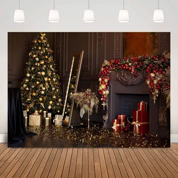 Фон для фотографий с Рождеством Христовым, подарок на Рождественскую елку, украшения для вечеринки, Винтажный настенный камин, принадлежности для фотостудии для портретов взрослых  5