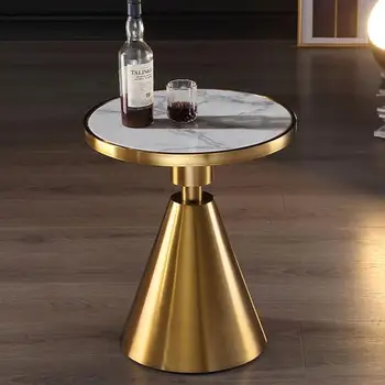 Золотой Приставной столик Круглый стол В гостиной Мраморный Журнальный столик Nordic Lounge Приставные Столики Роскошное Креативное Оформление современной мебели  5