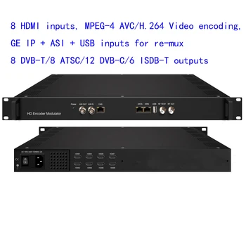 NDS3536S 8 HDMI к DVB-C/DVB-T/ATSC/ISDB-T кодировщик модулятор Цифровой телевизионной головной станции QAM RF Модулятор  10