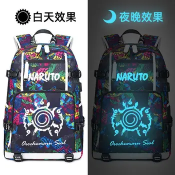 Школьный рюкзак Naruto, мужской рюкзак, модный светящийся рюкзак, наплечная сумка большой емкости, красивые модные аксессуары  1