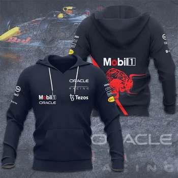 Sudadera con estampado 3D de F1 Racing para hombre, chaqueta con capucha de equipo de carreras rojo para niño, Jersey informal  5