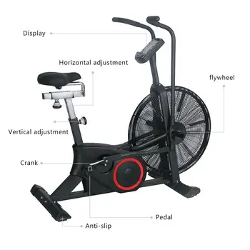 Кардиотренажер Gym Air Resistance Стационарный Вращающийся Велосипед Assault Bike Crossfit Air Велотренажер Для Коммерческого Использования  5