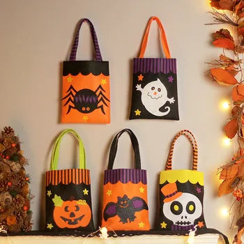 Сумочка для Хэллоуина, ведьма, черный кот, сумка для хранения конфет, Призрачный фестиваль, вечеринка, Счастливый день, декор для подарков для детей, сумка для подарков  5