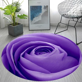 CLOOCL Noble Fantasy Фиолетовый розовый Фланелевый круглый коврик для гостиной, декора спальни, ковра с 3D-принтом, нескользящего коврика для домашнего декора  5