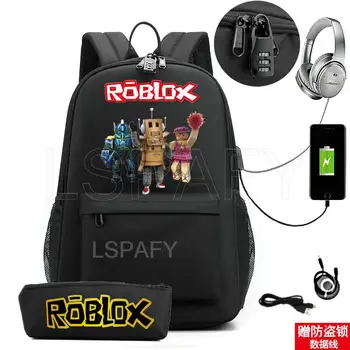 Горячий рюкзак ROBLOX, красочные водонепроницаемые школьные сумки с USB-зарядкой для подростков, девочек, мальчиков, женский рюкзак Mochila  0