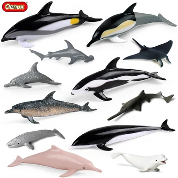 Oenux Океанские Животные Мегалодон Дельфин Рыба Омар Кит Акула Модель Морской Жизни Фигурки Миниатюрные Образовательные Игрушки Для Детей Подарок  0