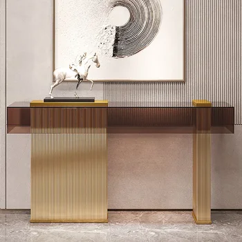 Мебель для дома в минималистском стиле, Консольные столы для гостиной, Продолговатый Стеклянный Акриловый стол для прихожей  5