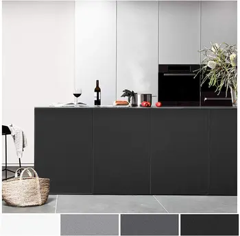 Самоклеящиеся обои из ПВХ, Декоративная виниловая матовая черная клейкая бумага для отделки мебели в гостиной, настенных кухонных шкафов.  3