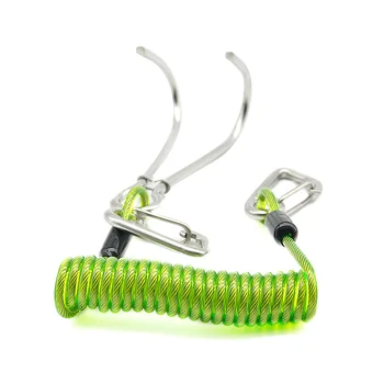 Крюк для рафтинга с двойной головкой, рифовый крюк из нержавеющей стали, Спиральный пружинный шнур, аксессуар для безопасности при погружении - зеленый  5