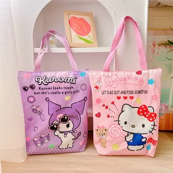 Японская холщовая сумка Sanrio Hello Kitty Kuromi My Melody, портативная, большой емкости, для покупок, экологичный рождественский подарок  0