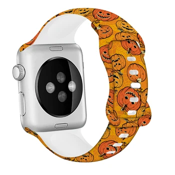 Ремешки на Хэллоуин Для Apple Watch Band 44мм 40мм 45мм 49мм 41мм 38мм 42 силиконовый браслет iwatch series 9 7 se 3 5 4 6 8 ultra 2  5