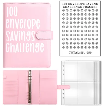 Книга задач на 100 сбережений с конвертами, папка для задач на конверты формата А5, с конвертами для наличных -Задачи на сбережения (розовый)  5