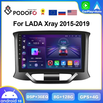 Podofo 8G + 128G CarPlay Android Радио Для LADA Xray 2015-2019 Автомобильный Мультимедийный Плеер 4G Головное Устройство Hi-Fi RDS GPS Стерео Приемник  5