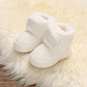 Зимние Ботинки для новорожденных, однотонная мягкая теплая нескользящая детская зимняя теплая обувь для первых ходунков  5