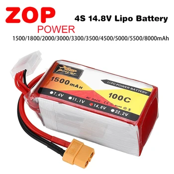 ZOP Power 4S 14,8 В 1500 1800 2000 3000 3300 3500 4500 5000 5500 8000 мАч 100C Lipo Батарея W/T/XT60 Разъем для Радиоуправляемого Автомобиля FPV-Дрон  5