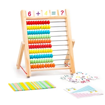 Математика для детей - деревянные счеты со 100 бусинами для счета, сложения, вычитания и многого другого  2