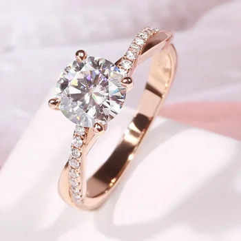 Ювелирное кольцо из розового золота 18 Карат для женщин Fine Anillos Mujer Bizuteria Anillos De White с бриллиантами, кольца с драгоценными камнями, бриллиантовые кольца для девочек, коробка  5