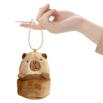 Модный клатч-кошелек Capybara на молнии, плюшевый мини-кошелек, брелок для ключей, брелок для автомобиля, для девочек, мальчиков, взрослых, детей, Новогодние подарки  5