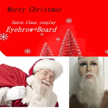 Новый Санта Клаус Борода Синтетические Волосы Короткие Косплей Мужчины Белый Шиньон Аксессуары Рождественский Подарок Высокое Качество Ручной Работы  5