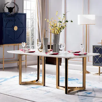 Американский легкий роскошный прямоугольный обеденный стол home modern мраморный обеденный стол и стул комбинированная мебель для столовой A4  4