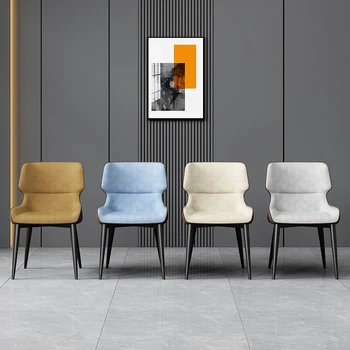 Современные обеденные стулья в скандинавском стиле, дизайнерские обеденные стулья с кожаной обивкой, эргономичная кухонная мебель Muebles De Cocina  2