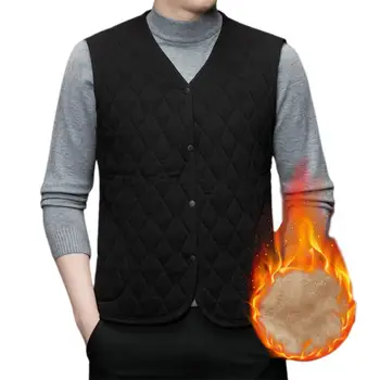 Однобортный пиджак, стильный мужской однобортный кардиган с подкладкой, теплый жилет средней длины большого размера на осень-зиму  10