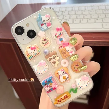 Милый Мультяшный Sanrio 3D Hello Kitty Прозрачный Чехол Для Телефона iPhone 15 14 13 12 11 Pro Max 15 Pro С Защитой от падения Задняя Крышка Подарок  5